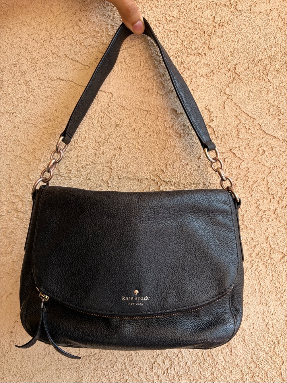 kate spade Black Pebbled Leather Shoulder Bag